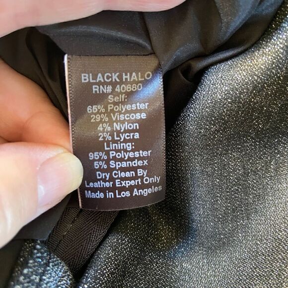 Black Halo Vera Silver Gray Metallic Cutout Mini Dress 4 - Picture 9 of 12